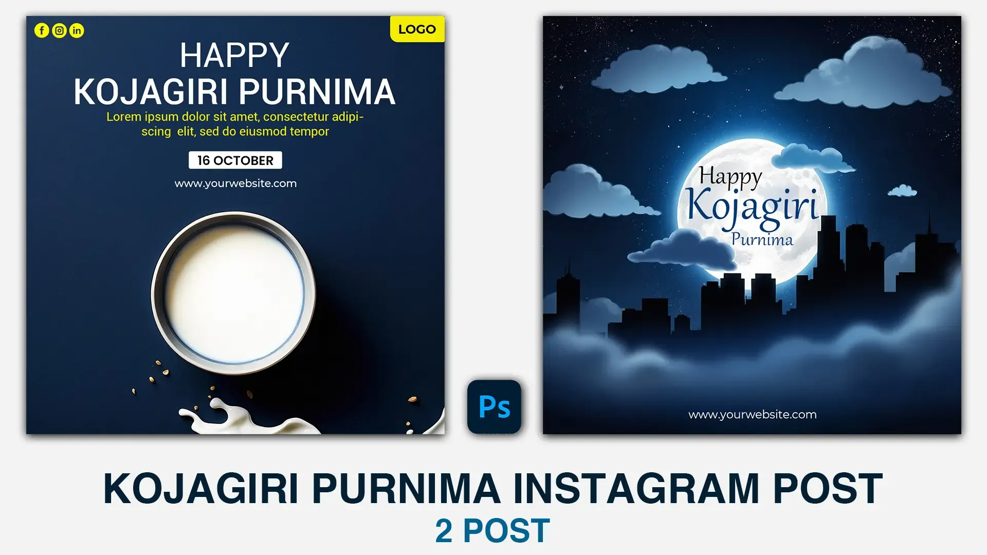 Happy Kojagiri Purnima Instagram Post Template